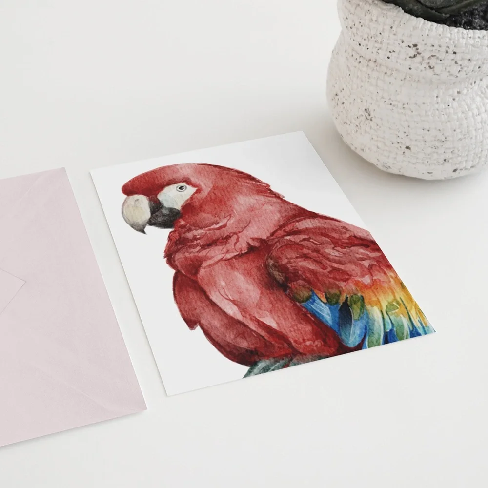 Red Macaw Parrot Bird Watercolor Wall Art Print Poster Unframed - Picture 7 of 8